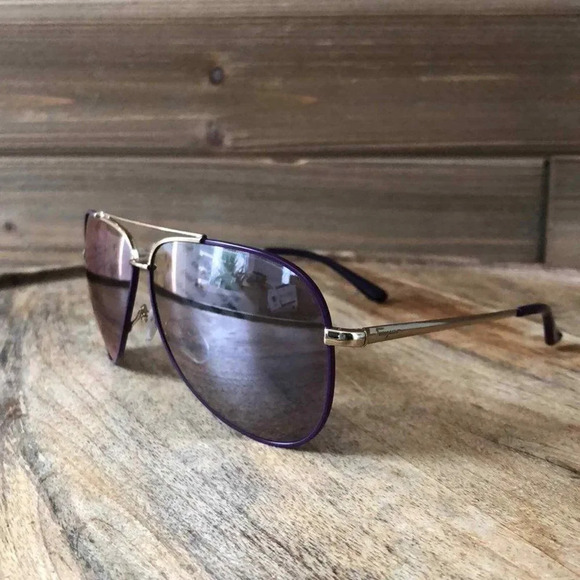 Salvatore Ferragamo Aviator Sunglasses Sf131s 736 Light Gold/purple 60mm… main image 13
